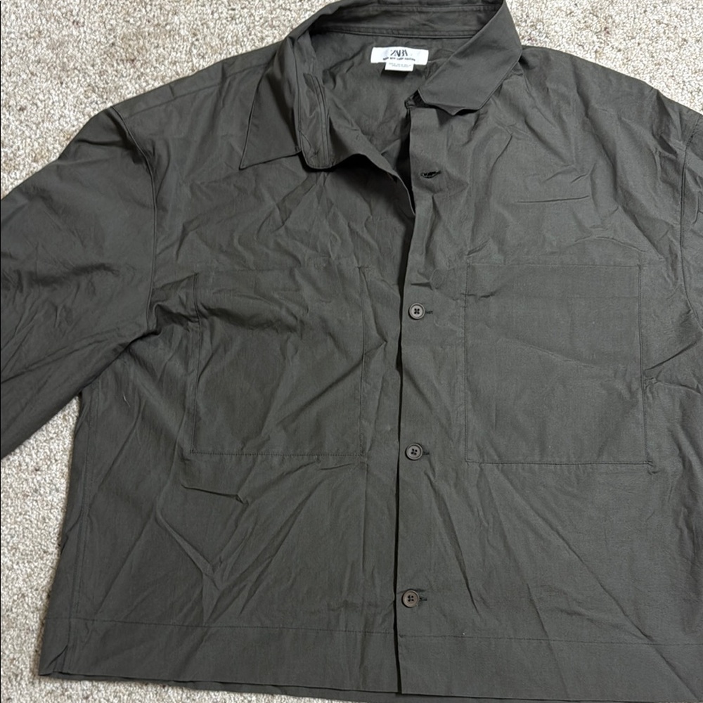 Zara Men's Gray/Green button down